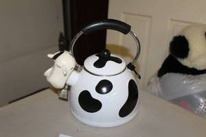 lot 133 image: Metal Cow Tea Pot 10H