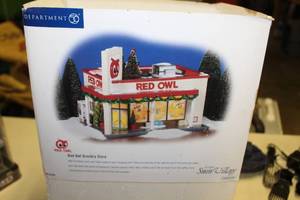 lot 151 image: Snow Village Red Owl Grocery Store LED Collectible   (new)