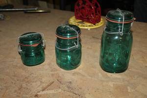 lot 178 image: Lot of (2) Glass Decorative Jars with Snap Lids