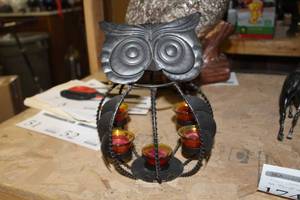 lot 174 image: Owl Candleholder 9Dx12H