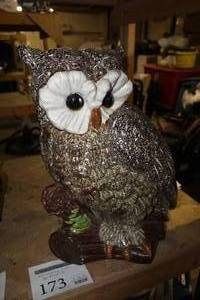 lot 173 image: Ceramic Owl Table Statue 16Lx12Wx21H