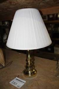 lot 185 image: Brass Table Lamp Gold 27-12H    with White Shade