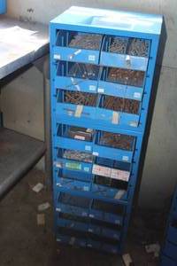 lot 249 image: Lot of (3) Metal Parts Organizer Storage Cabinets 6-drawer Blue 13Lx 10-12Wx13H