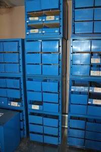 lot 259 image: Lot of (4) Metal Parts Organizer Storage Cabinets 6-drawer Blue 13Lx 10-12Wx13H
