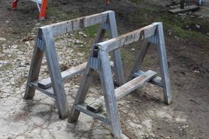 lot 19 image: Lot of (2) Wood Sawhorses