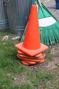lot 38 image: Lot of (5) Plastic Safety Cones Orange 27H