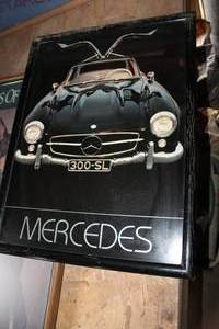 lot 334 image: Mercedes 300 SL Black Wood Framed Wall Art 20Wx26H