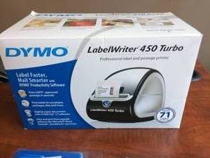 lot 50 image: MSRP 175.00 DYMO LabelWriter 450 Turbo Labeler - Like New Condition In Original Box With Extra Labels 
