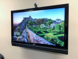 lot 69 image: WOW Conference Room LG 42LB5D 42-inch 1080p LCD Flat Panel HDTV Comes With Wall Mounting Hardware & Base Too Remote Etc - Excellent Working Condition Will Be Removed From Wall For Pick Up