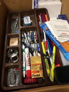 lot 76 image: Box Of Office supplies, Paper, Files, Pens, Notebooks, EXC.