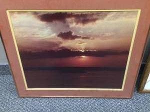 lot 90 image: Beautiful Ocean Sunset Framed Picture