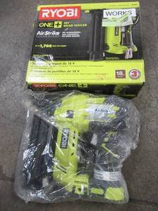 lot 30 image: RYOBI 18-Volt ONE AirStrike 18-Gauge Cordless Brad Nailer (Tool-Only), P320 - Like New.