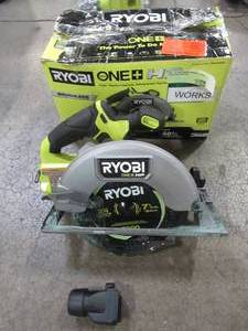 lot 41 image: RYOBI ONE HP 18V Brushless Cordless 7-14 in. Circular Saw (Tool Only), PBLCS300B - Used.