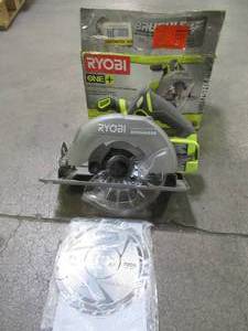 lot 51 image: RYOBI 18-Volt One 7-14 in. Circular Saw (Tool Only), P508 - Like New.