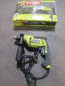lot 57 image: RYOBI 6.2 Amp 58 in. Variable Speed Reversible Hammer Drill, D620H - Used. Missing depth rod.