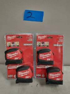 lot 2 image: 2 PACKS OF MILWAUKEE 25 ft. x 1.2 in. Compact Wide Blade Tape Measure (2-Pack)