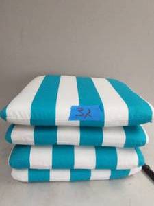 lot 37 image: 20 in. x 19 in. x 3.5 in. Turquoise Cabana Square Outdoor Seat Cushion (2 Pack)