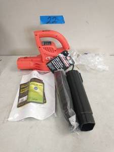lot 22 image: SUNJOE 155 MPH 200 CFM 6 Amp Electric Handheld Leaf Blower, Red