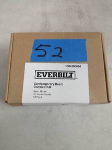 lot 52 image: EVERBILT Contemporary Beam 3 in. (76 mm) satin nickel Classic Cabinet Pull (10-Pack)