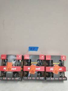 lot 48 image: 3 KWICKSET Juno Venetian Bronze Exterior Entry Door Knob and Single Cylinder Deadbolt Combo Pack Featuring SmartKey Security