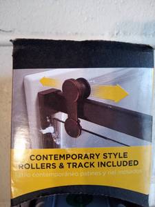 lot 27 image: 60 in. Contemporary Sliding Bathtub Door Track Assembly Kit in Bronze by Delta