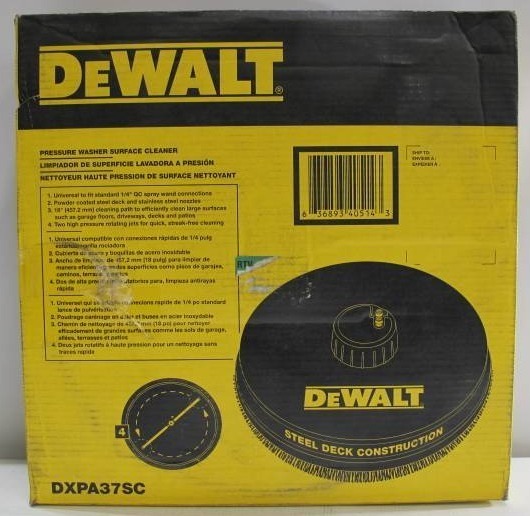 DEWALT 18" Surface Cleaner for Gas Pressure Washers up to 3700psi DXPA37SC NEW 