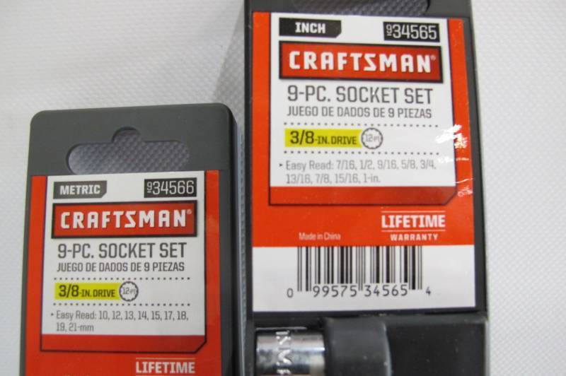 Craftsman 18-Piece Metric and Standard SAE 38 Drive Socket Sets