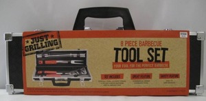 Just Grilling 8-Piece BBQ Grill Tool Set - Tongs Fork Spatula Skewers