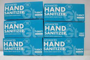 Lot of 6 boxes Hand Sanitizer Liquid Packs (600 pieces Total)