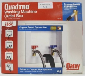 Oatey Quadtro 2 in. Copper Sweat Connection Washing Machine Outlet Box with 14 Turn Brass Screw-On Ball Valves