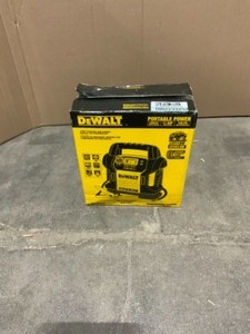 lot 20 image: DEWALT 1400 PEAK AMP PORTABLE CAR JUMP STARTER WITH DIGITAL COMPRESSOR. SEE PICTURES