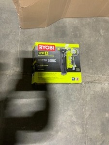 lot 48 image: RYOBI ONE 18V CORDLESS AIRSTRIKE 16-GAUGE 2-12 IN. STRAIGHT FINISH NAILER (TOOL ONLY) WITH SAMPLE NAILS. SEE PICTURES