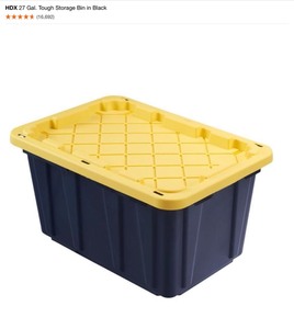 lot 54 image: PALLET OF HDX 27. GAL STORAGE BINS IN BLACK WITH LIDS. SEE PICTURES