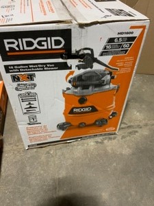 lot 66 image: RIGID 16 GAL. 6.5-PEAK HP NXT WETDRY SHOP VACUUM WITH DETACHABLE BLOWER, FILTER, HOSE AND ACCESSORIES  MORE VARIOUS CONDITIONS. SEE PICTURES