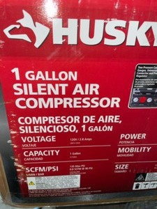 HUSKY 1 GAL. PORTABLE ELECTRIC-POWERED SILENT AIR COMPRESSOR. SEE PICTURES