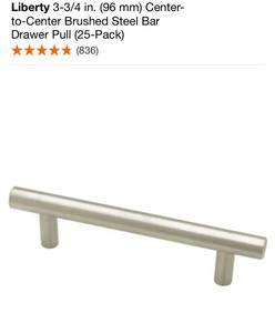 LIBERTY 3-34 IN. (96 MM) CENTER-TO-CENTER BRUSHED STEEL BAR DRAWER PULL (25-PACK). SEE PICTURES