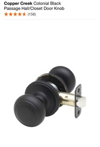 COPPER CREEK COLONIAL BLACK PASSAGE HALLCLOSET DOOR KNOB. SEE PICTURES