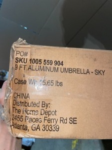 HAMPTON BAY 9 FT. ALUMINUM MARKET CRANK AND TILT PATIO UMBRELLA IN SKY BLUE. SEE PICTURES