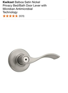 KWIKSET BALBOA SATIN NICKEL PRIVACY BEDBATH DOOR LEVER WITH MICROBAN ANTIMICROBIAL TECHNOLOGY. VARIOUS CONDITIONS. SEE PICTURES