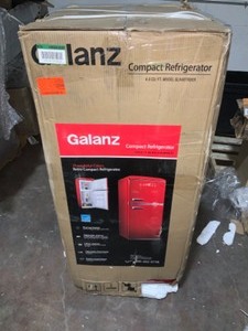 GALANZ 4.0 CU. FT. RETRO MINI REFRIGERATOR WITH DUAL DOOR TRUE FREEZER IN RED. SEE PICTURES