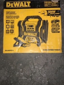 DEWALT 1600 PEAK AMP PORTABLE CAR JUMP STARTER WITH 120 PSI DIGITAL AIR COMPRESSOR AND 500-WATT INVERTER. SEE PICTURES