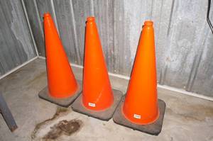 lot 42 image: 3 Orange Traffic Control Cones