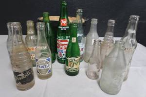 lot 117 image: BASKET  AND ASSORTED BOTTLES