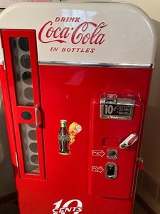 lot 5 image: Absolutely Fantastic Vintage Vendo Ten Cent Coca-Cola Bottle Vending MachineCooler