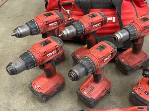 Large Lot Of Hilti Cordless Power Tools With (7) Batteries & Large Hilti Toolbag