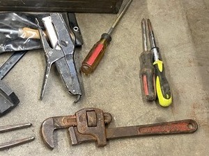 Vintage Steel Toolbox Full Of Assorted Hand Tools & Etc