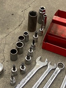 Steel Toolbox Full Of Assorted SAE  Metric Wrenches, Sockets, Etc