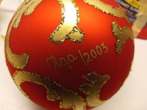 lot 15 image: Singed Olga Christmas Ball W Stand