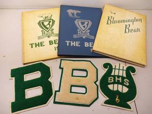 lot 129 image: Bloomington High School Yearbooks & Varsity Letters 1952-54