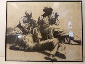 lot 142 image: Framed Print Lunchtime